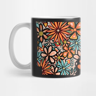 Arkansas State Design | Artist Designed Illustration Featuring Arkansas State Outline Filled With Retro Flowers with Retro Hand-Lettering Mug